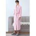 Pink Fleece Pocketed Men Nightgown with Sash