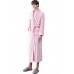 Pink Fleece Pocketed Men Nightgown with Sash