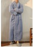 Blue Men's Thick Fleece Kimono Nightgown