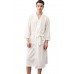 White Waffle Texture Men Robe with Belt