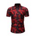 Men's Floral Print Short Sleeve Shirt and Elastic Waist Shorts Set