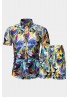 Hawaiian Tropical Print Men's Short Sleeve Shirt and Shorts Set