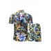 Hawaiian Tropical Print Men's Short Sleeve Shirt and Shorts Set