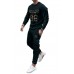 Letter Number Print Long Sleeve Top and Sweatpants Men's Sports Suit