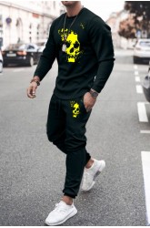 Two-piece Skull Print Men's Pullover and Joggers Set