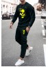 Two-piece Skull Print Men's Pullover and Joggers Set