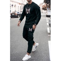 Black Two-piece Men's Pullover and Joggers Set