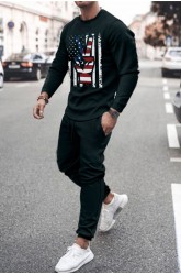 American Flag Long Sleeve Top and Joggers Men's Sports Suit