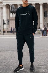 Two-piece Graphic Print Sweatshirt and Sweatpants Set