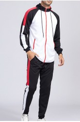 Men's Hooded Color Block Sweatshirt Sports Suit