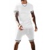 White Striped Short Sleeve T-shirt and Drawstring Shorts Men's Set