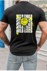 Black WILD CHILD Graphic Print Slim-fit Men's T-shirt