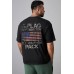 Black American Flag Letters Print Crew Neck Men's Oversized T-shirt