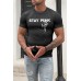 Black Stay Punk Skull Graphic Print Slim Fit Men's T-shirt