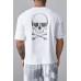 White Skull Graphic Print Drop Shoulder Men's Oversized Tee