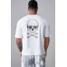 White Skull Graphic Print Drop Shoulder Men's Oversized Tee