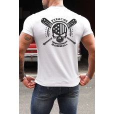 White Skull Baseball Graphic Print Short Sleeve Men's Graphic Tee