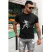 Black Soccer Graphic Print Crew Neck Short Sleeve T Shirt