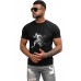 Black Soccer Graphic Print Crew Neck Short Sleeve T Shirt