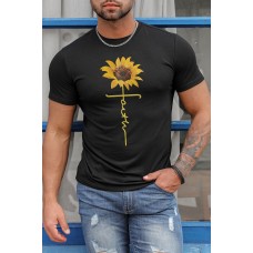 Black Sunflower Faith Graphic Mens T Shirt