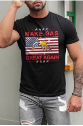 Black MAKE GAS GREAT AGAIN US Flag Graphic Print Men's T Shirt