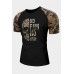 Black Camo Skull Letter Printed Raglan Sleeve Men's T Shirt