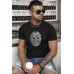 Black Letter Graphic Print Slim-fit Men's Short Sleeve Top